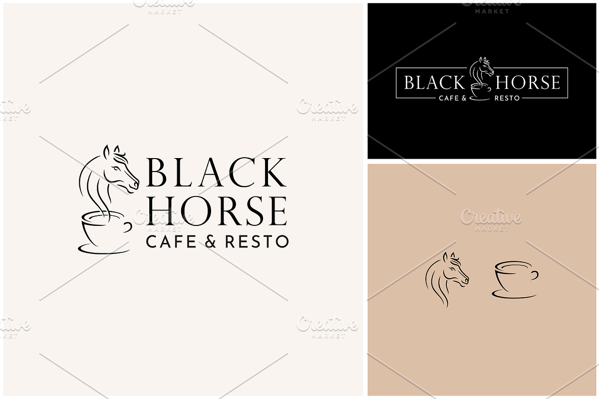 Coffee Smoke Cup Mug Horse Cafe Logo, a Branding & Logo Template by Enola99d