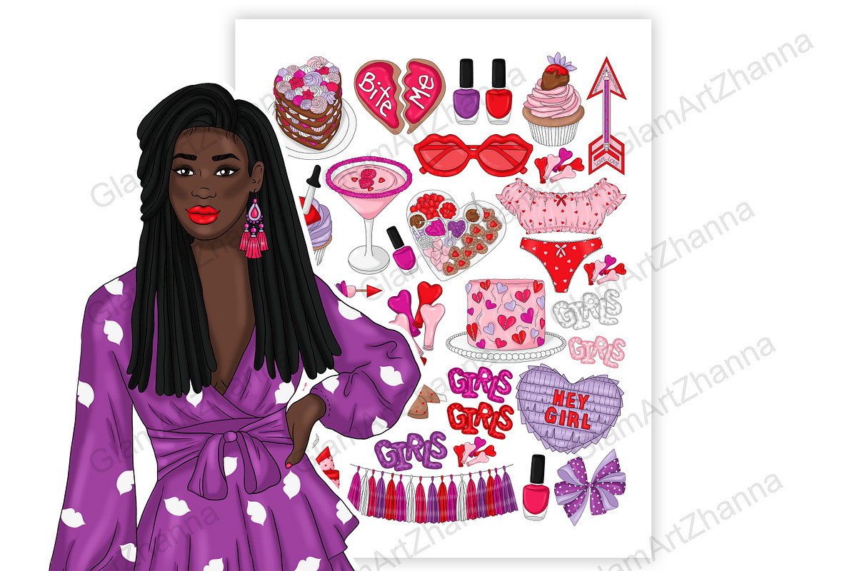 Galentines Stickers 2x1,5, a Stationery Template by GlamArtZhanna (Photo 6 of 6)