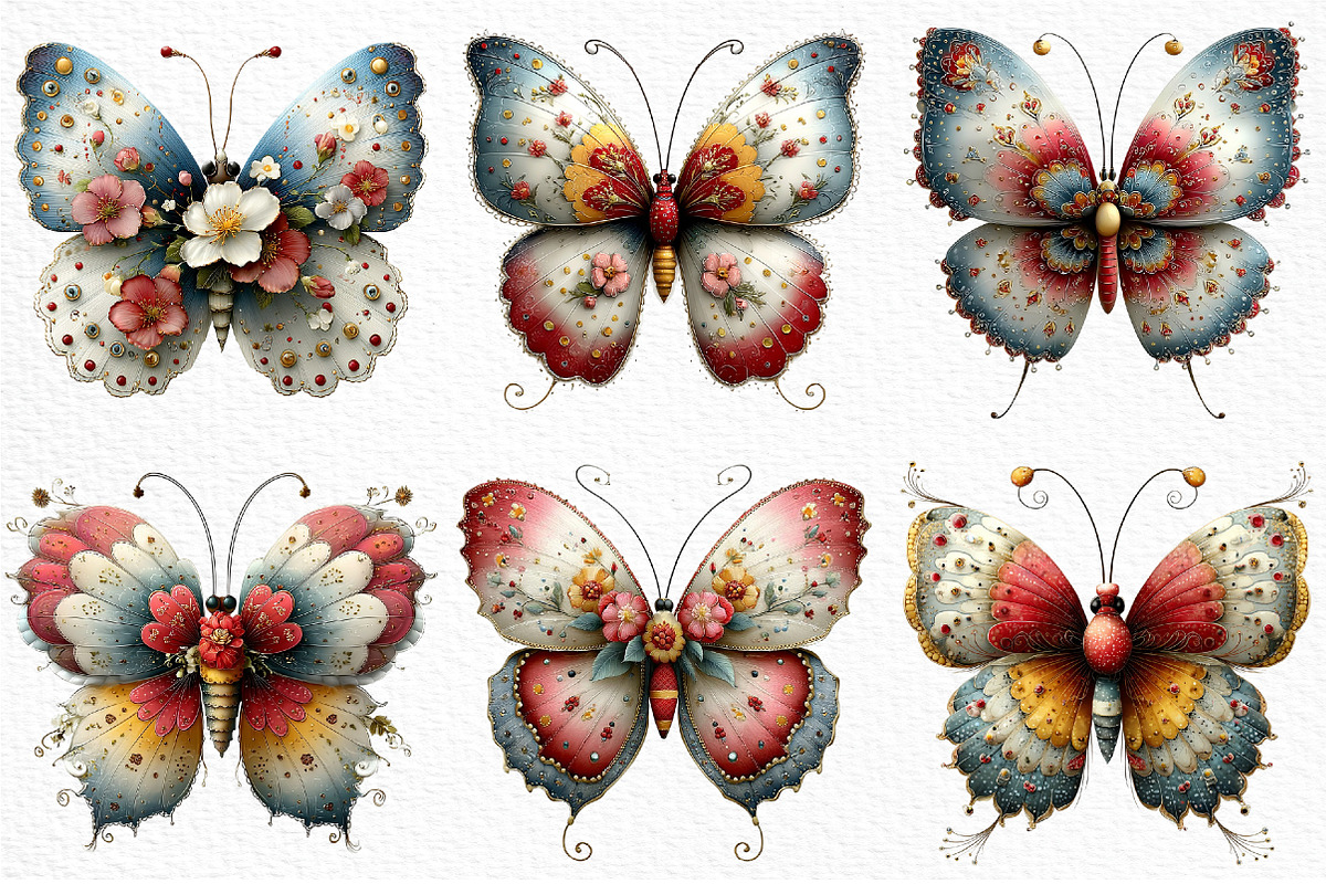 Whimsical Spring Butterfly Clipart, an Illustration by Craft Nest (Photo 4 of 11)