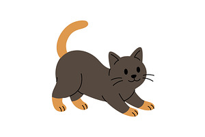 Cute cartoon playful cat stretching, an Animal Illustration by GraphiShop