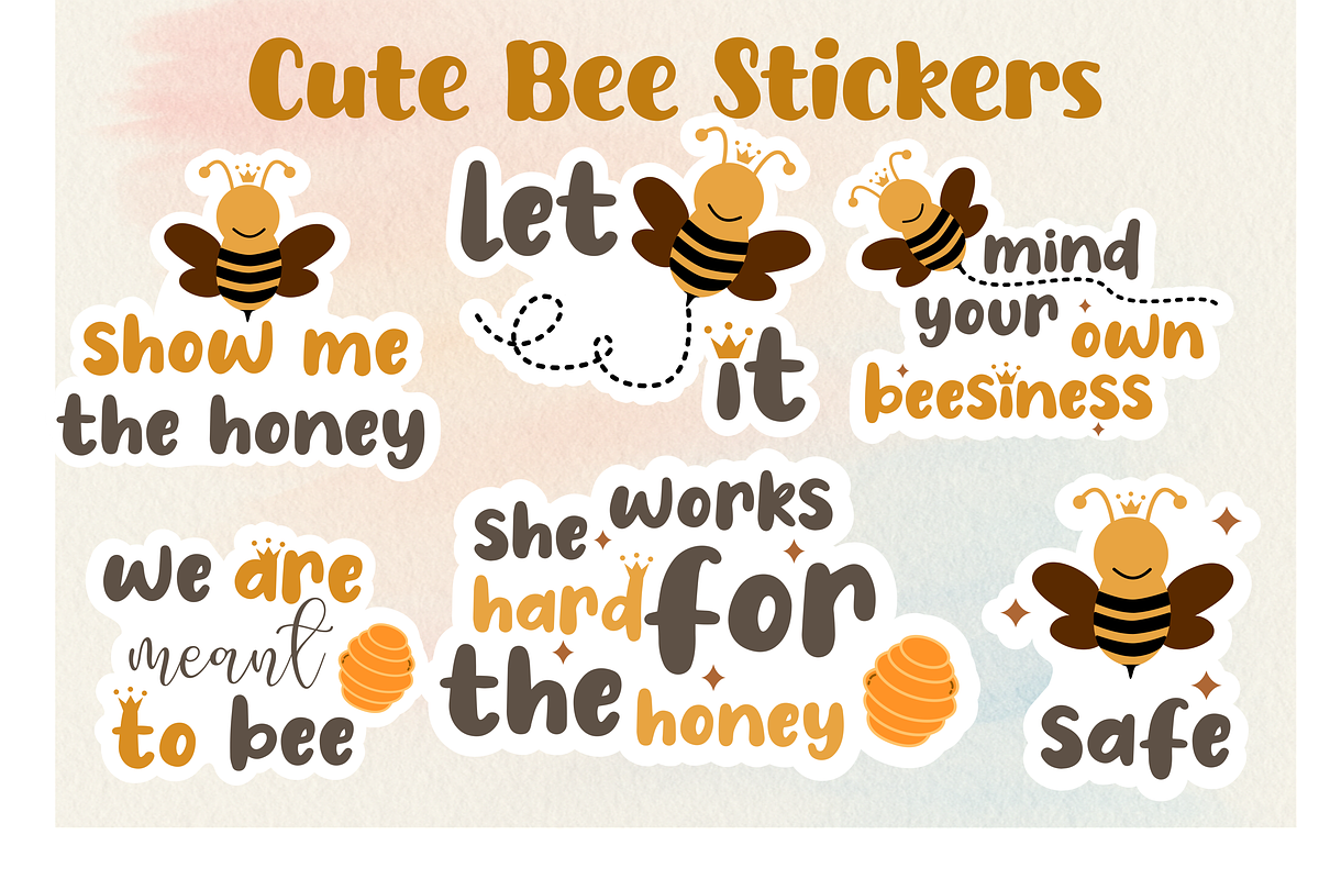 Bee Stickers, Cute Stickers, a Graphic by craftNugraha (Photo 1 of 2)