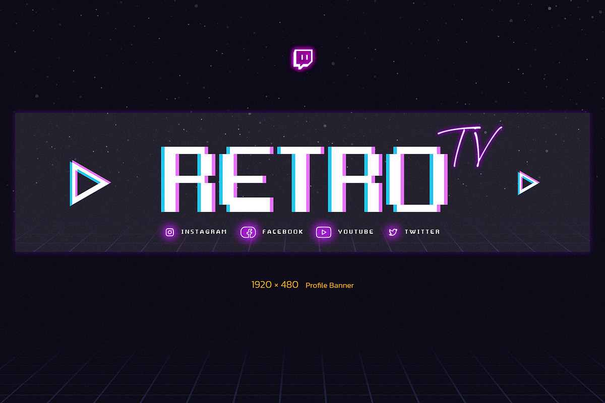 Retro Gaming Twitch Kit, a Social Media Template by Andrew Skoch Design