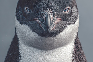 Sharp, detailed portrait of a penguin against a neutral backgrou, an Animal Photo by Ales Munt