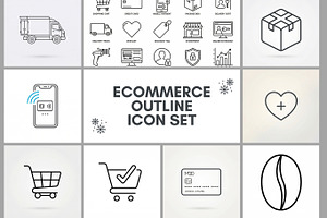 10 Vector Ecommerce Outline Icon Set, an Outline Icon by adenpinkstore