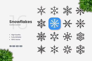 Snowflakes Outline Icons, an Outline Icon by Upnowgraphic
