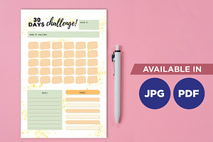 30 Day Challenge Planner