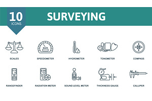 Surveying outline icons set, an Illustration by Aimagenarium@gmail.com