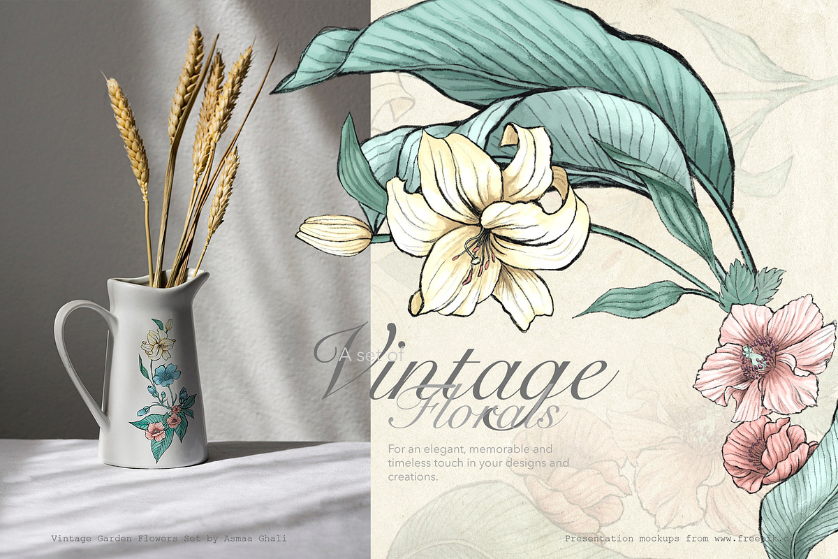 Vintage Garden Flowers, a Decorative Illustration by Evenif (Photo 3 of 22)