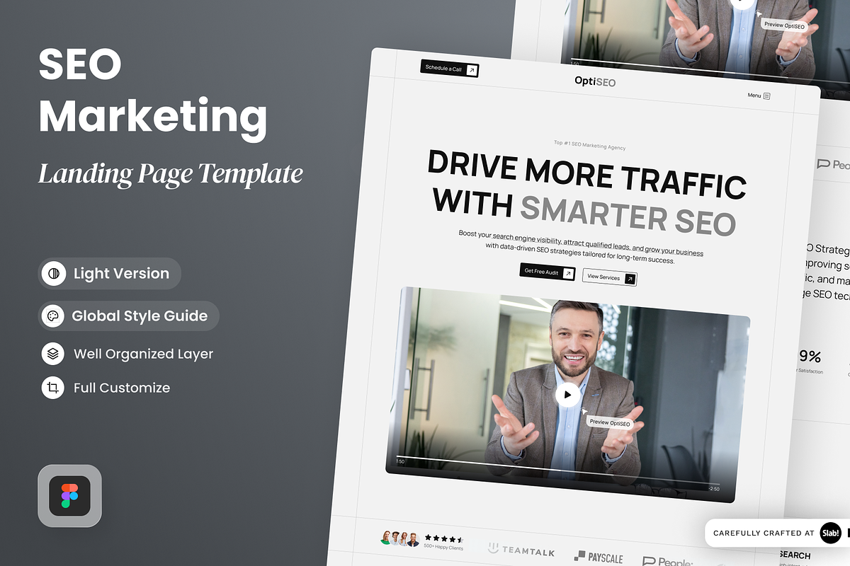 OptiSEO - SEO Marketing Landing Page, a Websites & App Template by SLAB! Design (Photo 1 of 4)