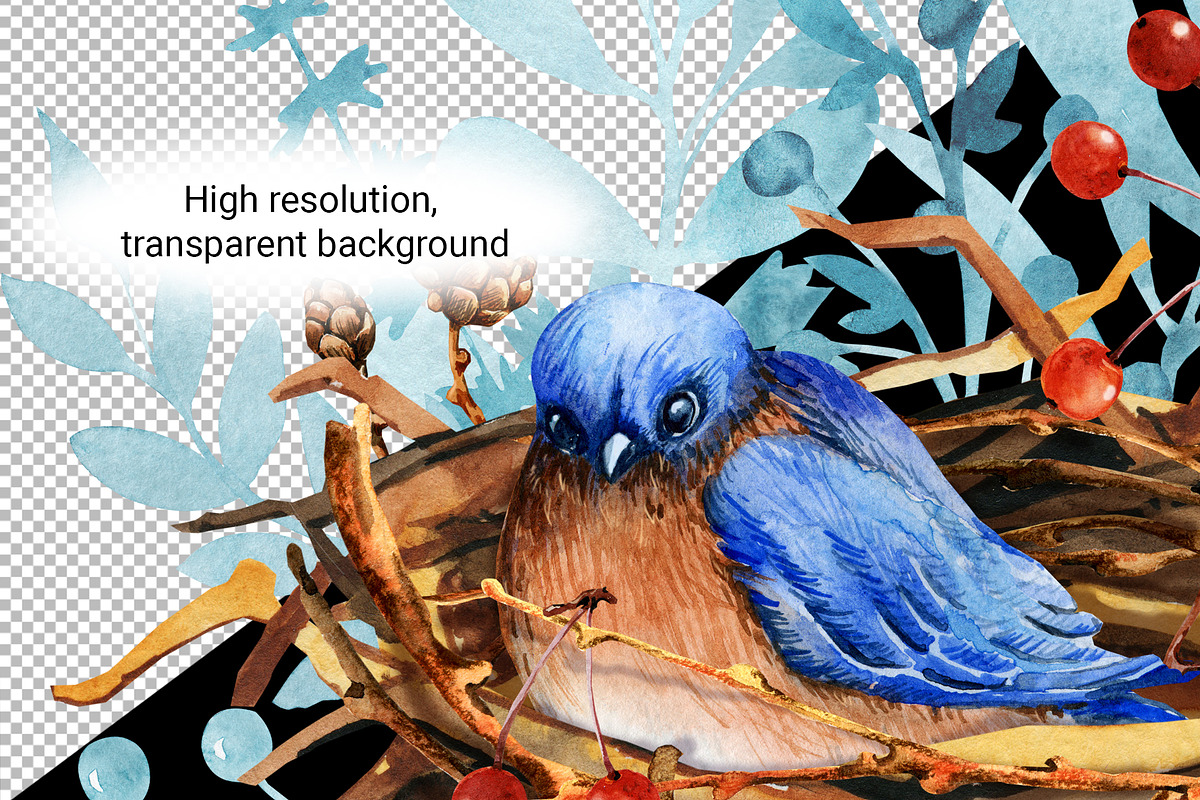 Christmas winter birds watercolor, a Wallpaper Graphic by Artmanata (Photo 3 of 16)