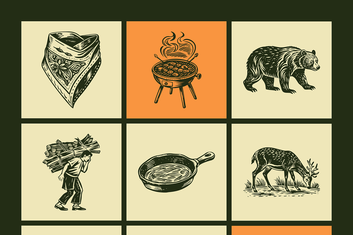 Vintage Camping Illustration Set, a Person Illustration by Creative Stall (Photo 8 of 9)