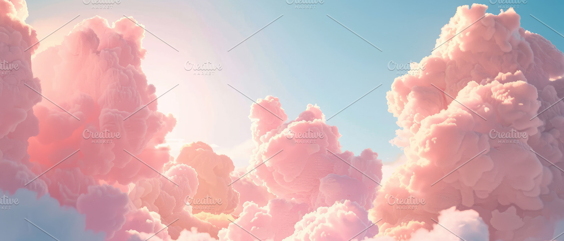 A serene image of fluffy pink clouds, a Photo by LOGOCREATIVE