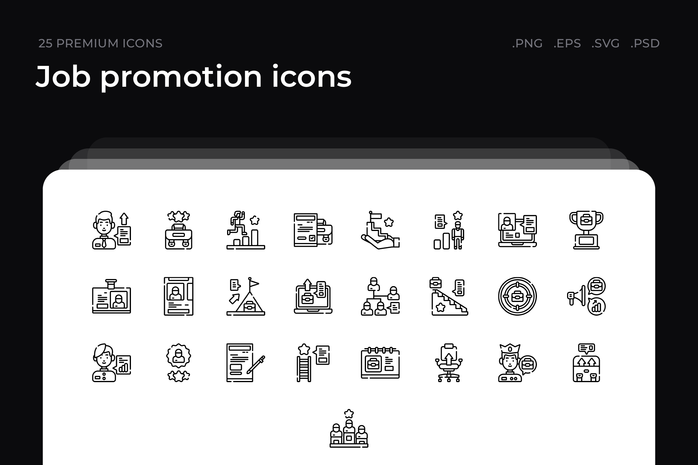 Job promotion icons, an Outline Icon by Guapoo