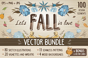 Vintage Fall Vector Bundle + Bonus, a Decorative Illustration by kisikoida (Thumbnail 1 of 5)
