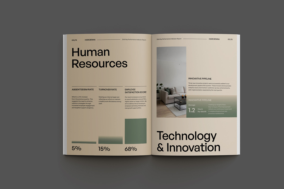 Gradient Green KPI Report, a Brochure Template by Neermana (Photo 9 of 10)