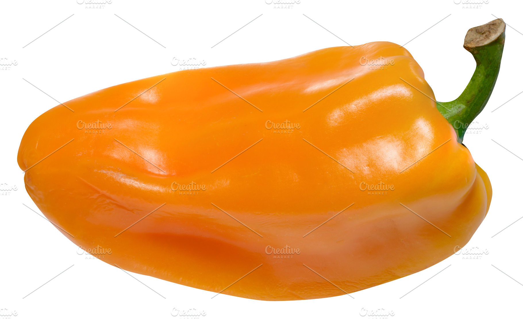 Yellow red bell pepper, isolated background, close up, a Food & Drink Photo by ndanko