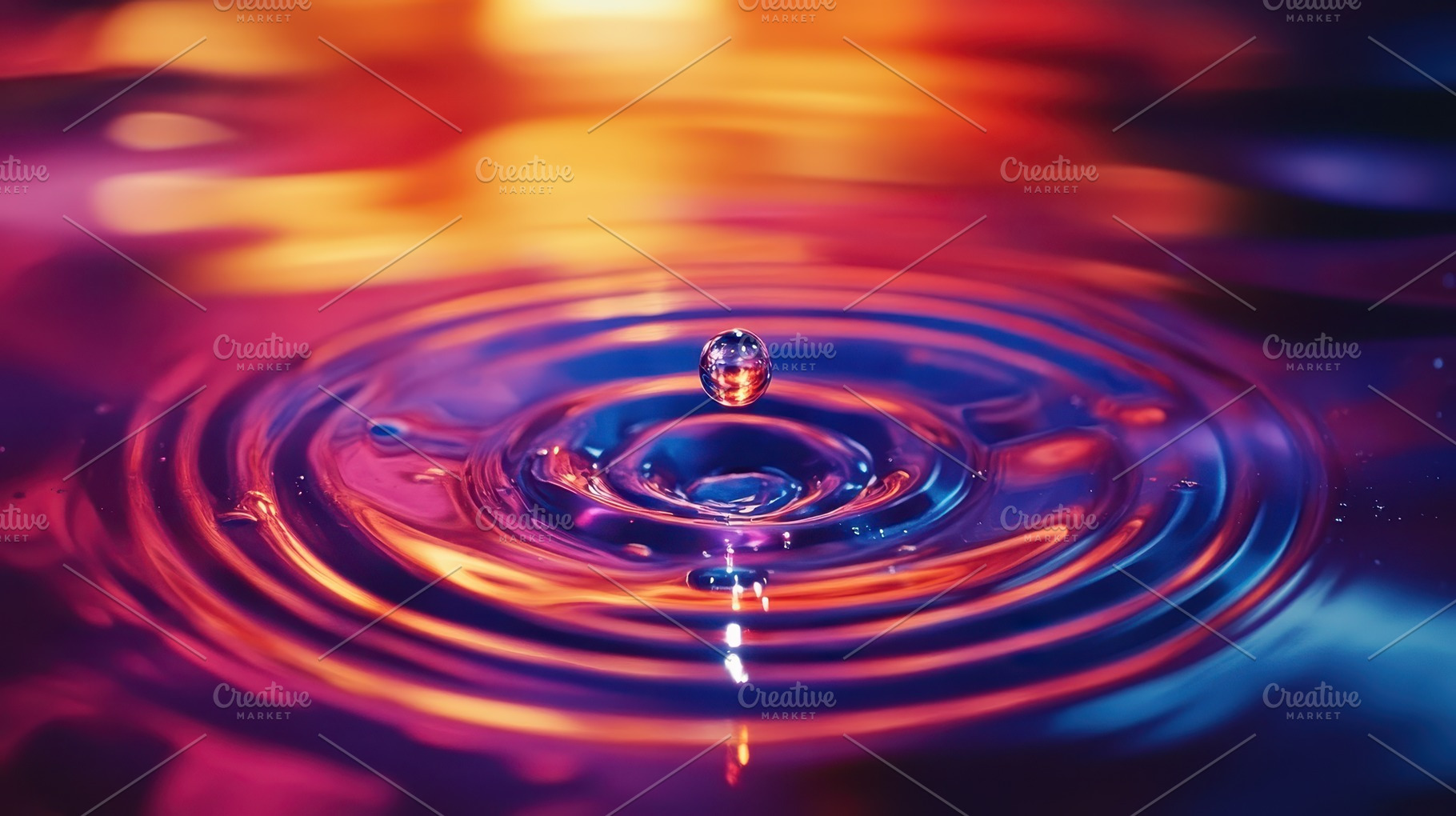 Water droplet creates vibrant ripple, a Background Photo by Pixeness Studio