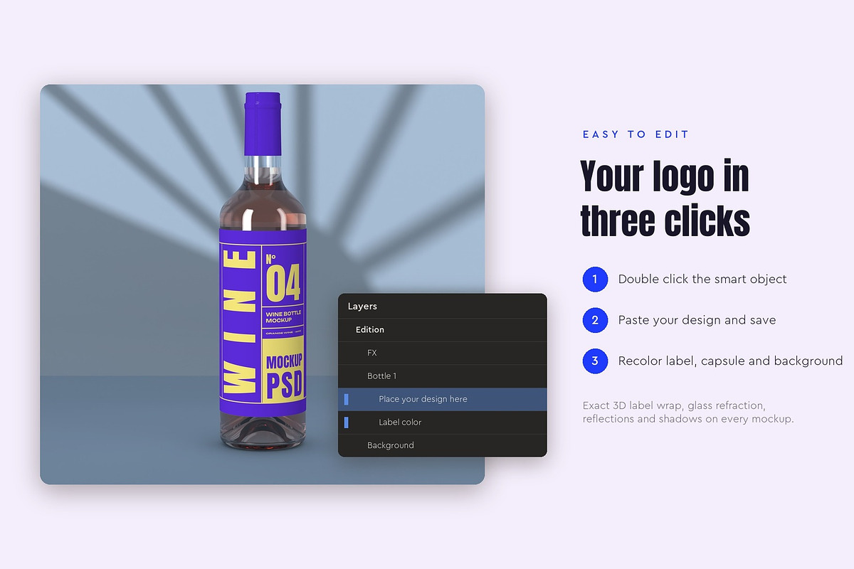 Wine Bottle Mockup Pack, a Cups & Container Mockup by Motion-Box (Photo 24 of 24)