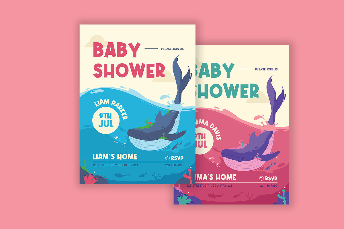 Baby Shower Invitation Sea Theme, a Card Template by Neermana (Photo 2 of 4)