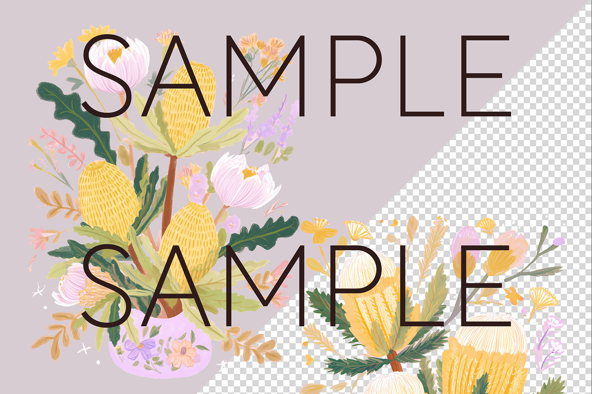 Pastel Australian Flowers Clipart, a Decorative Illustration by Pawcasso's Portraits (Photo 9 of 10)