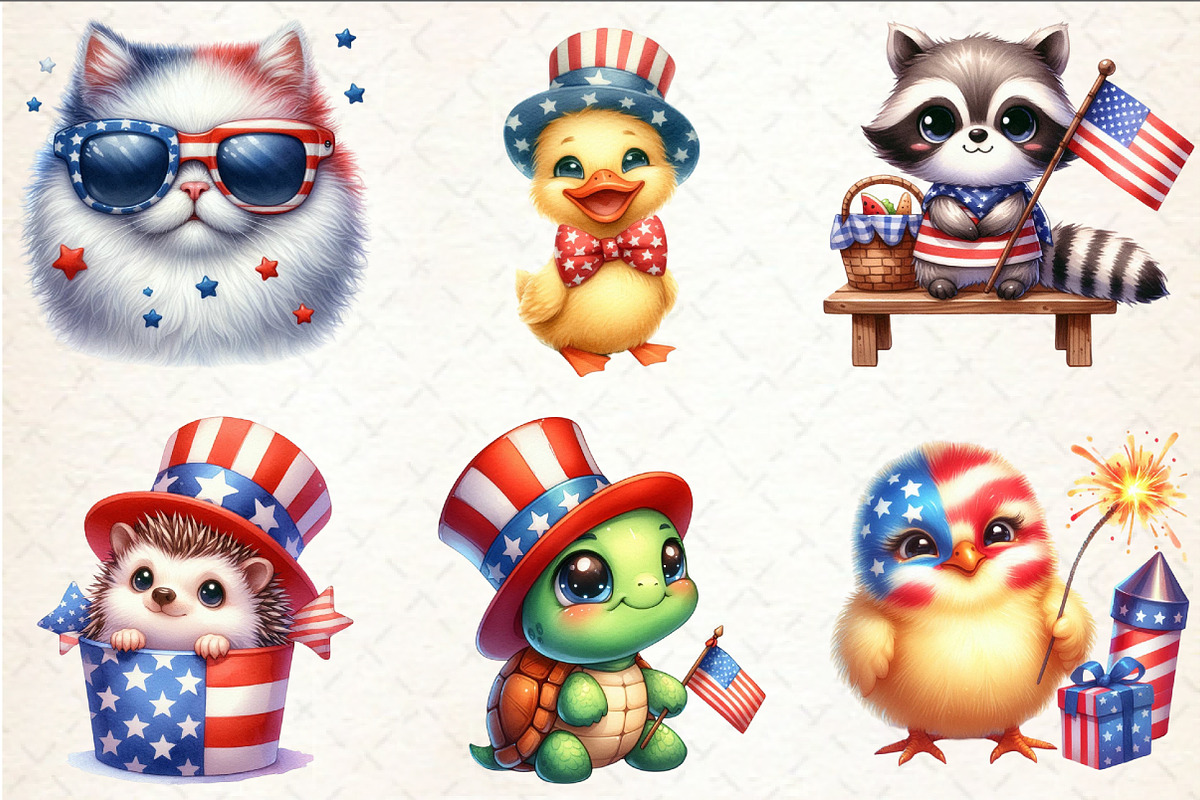 4th of July Animal Clipart, an Illustration by Rose Art (Photo 2 of 4)
