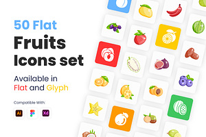 Flat Fruits Icons Set, a Duotone Icon by Brickclay