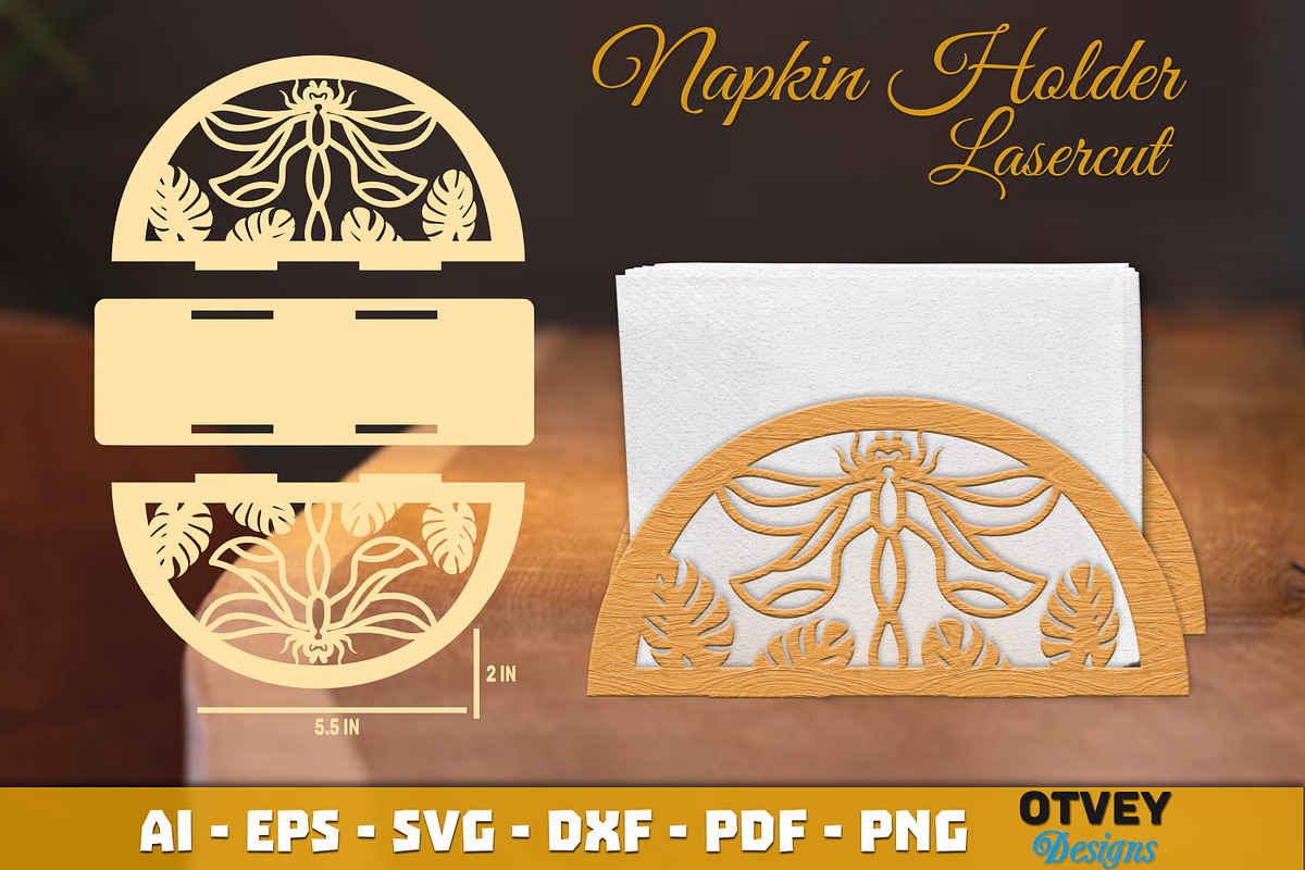 Dragonfly Napkin Holder Lasercut, an Object Graphic by OTVEY DESIGN (Photo 2 of 13)