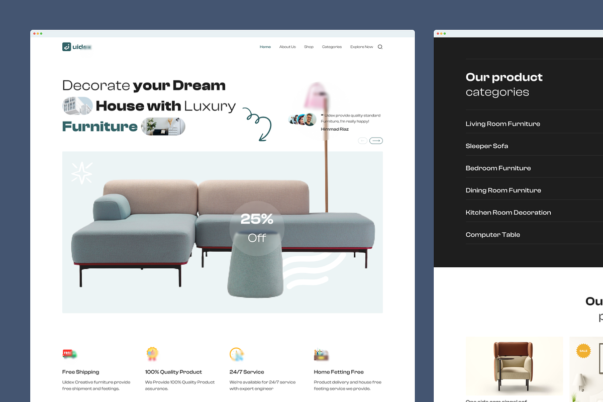 Furniture Landing Page website, a Landing Page Template by UiDex (Photo 3 of 4)