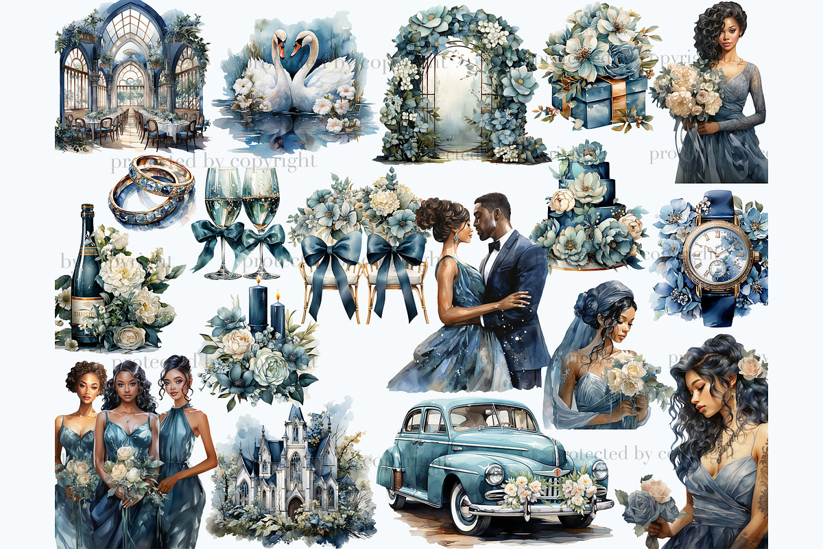 Blue Wedding PNG | Bride Clipart, a Person Illustration by GlamArtZhanna (Photo 2 of 5)
