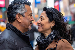Couple seniors looking at each other with affection, a Person Photo by GoodGoods