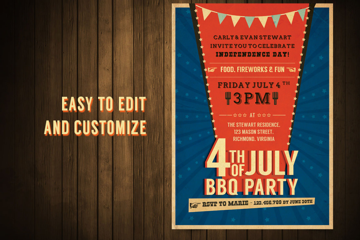Retro BBQ Invitation Flyer, an Invitation Template by pallabip (Photo 3 of 5)