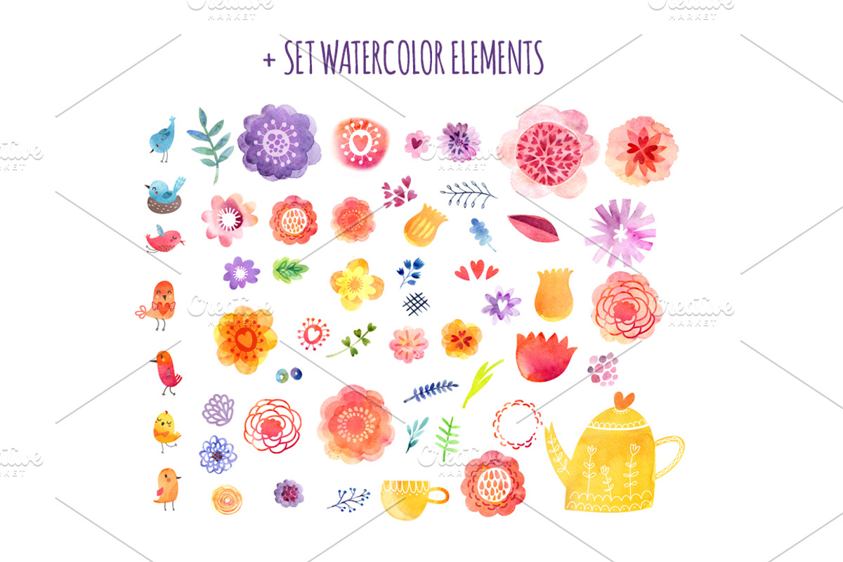 BIG WATERCOLOR BUNGLE, a Decorative Illustration by Anna Guz's Store (Photo 7 of 9)