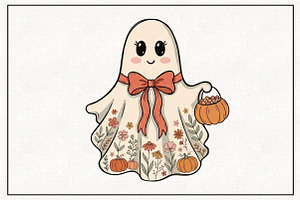 Cute Halloween Ghost PNG, a Work Illustration by CraftArtStudio