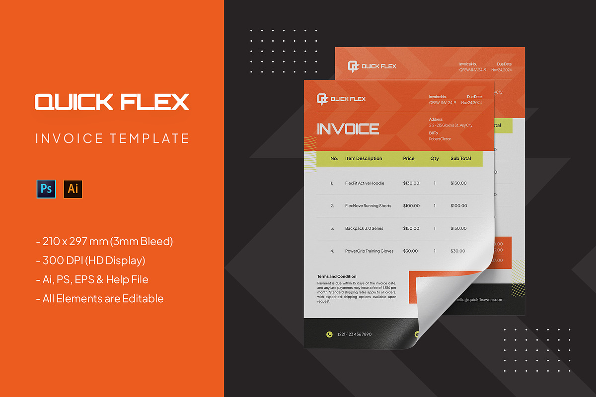 Quick Flex - Invoice Template, a Print Template by StreaksideStd (Photo 1 of 3)