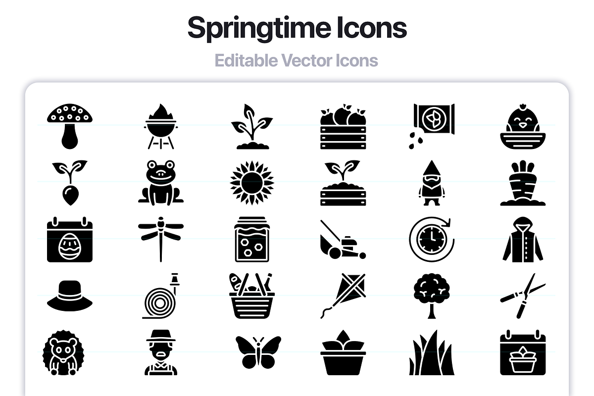 50 Springtime Glyph Vector Icons, an Outline Icon by Juicy Icons (Photo 5 of 5)