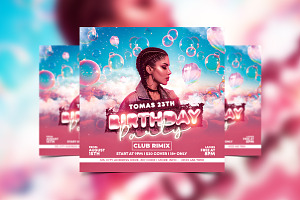 Birthday Party Flyer Template, a Flyer Template by StarPixles11