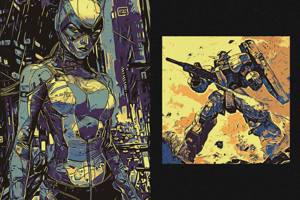 Retro Comic Square,Poster Effect, a Layer Style Add-On by dokudokunomi