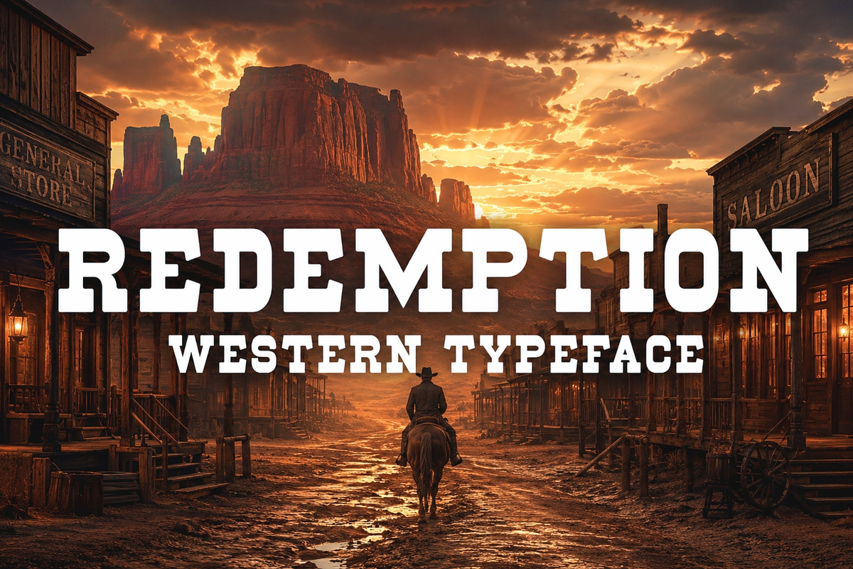 Redemption - Wild West Typeface, a Slab Serif Font by HipFonts (Photo 1 of 6)