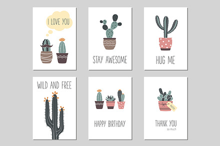 Cactus and succulents greeting cards