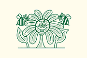 Retro Sunflower Smiling Mascot, an Illustration by aditvest (Thumbnail 2 of 2)