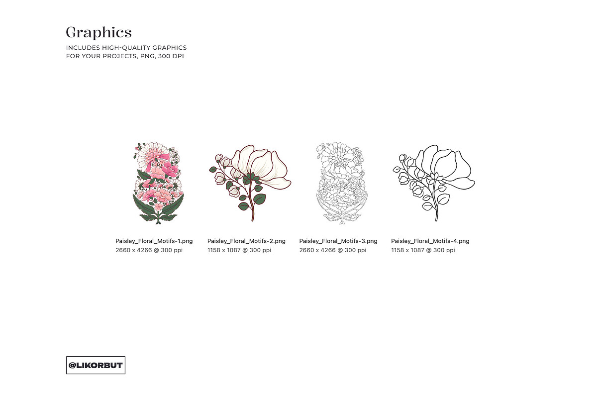 Paisley Floral Ornamental Pattern, a Pattern Graphic by likorbut (Photo 8 of 13)