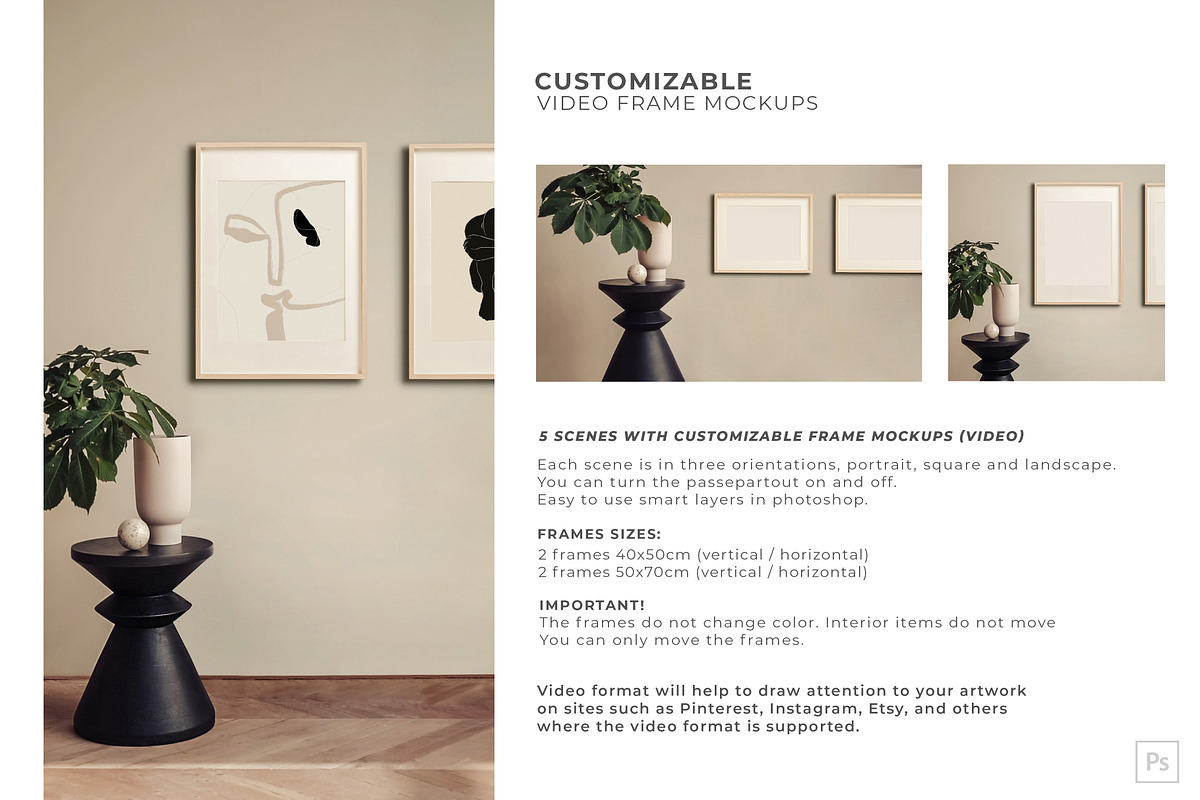 Video&Photo Frame mockups. Interior, a Print Template by Una Matison (Photo 10 of 22)