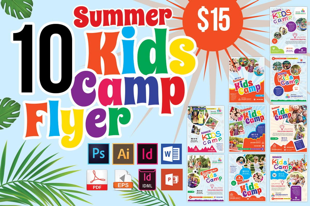 10 Kids Summer Camp Flyers 90% OFF, a Flyer Template by Imagine Design Studio (Photo 1 of 12)