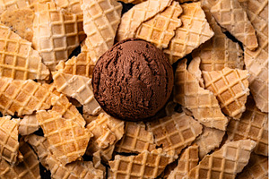 Ice cream on a waffle background, a Food & Drink Photo by Yulia Furman