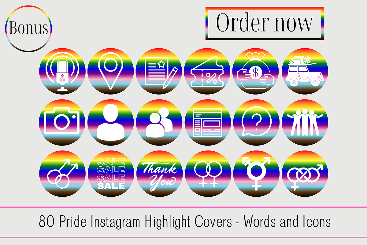 80 Pride Instagram Highlight Covers, a Social Media Template by Emerald Eyes Design