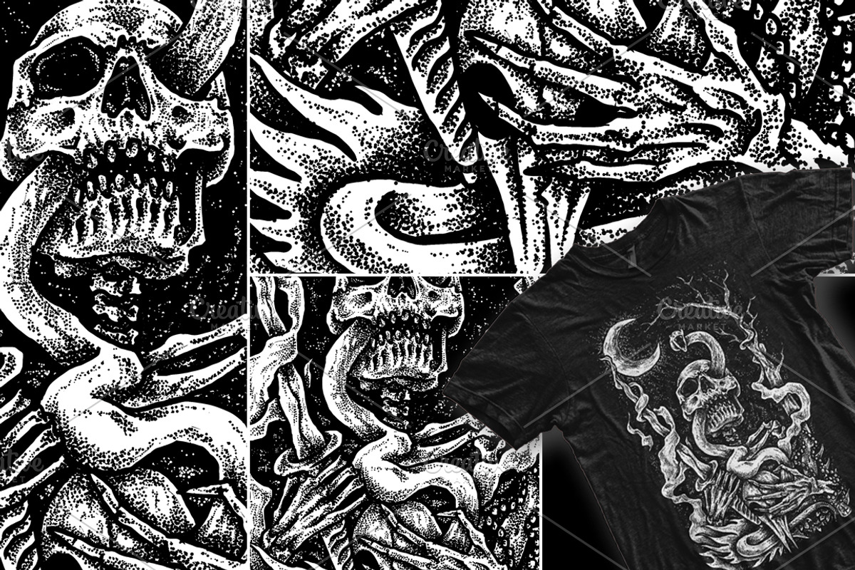 Nightmare skull | T-shirt design, an Object Illustration by Design by sebrodbrick (Photo 3 of 3)