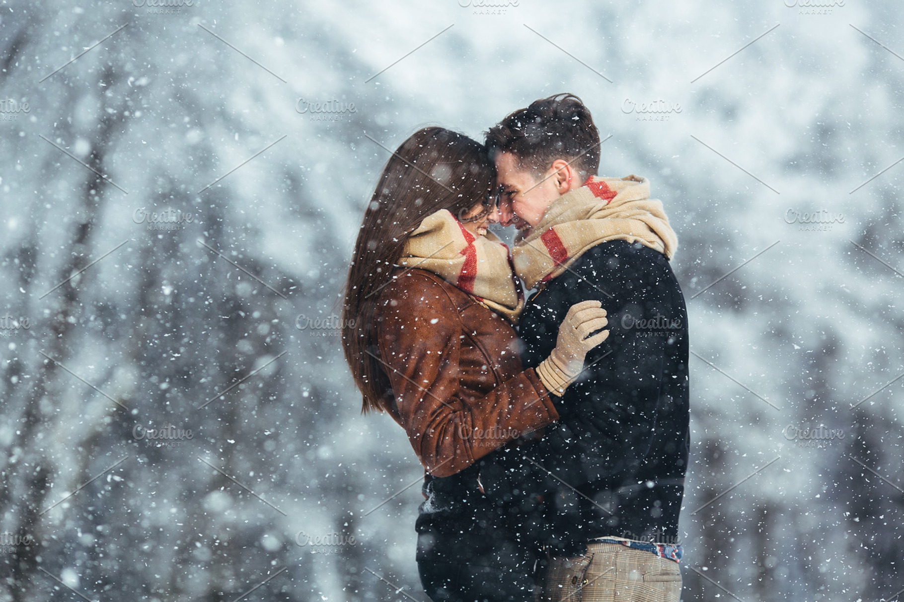 Happy couple in snow park featuring amazing, snow, and outdoor, a Person Photo by Tekso