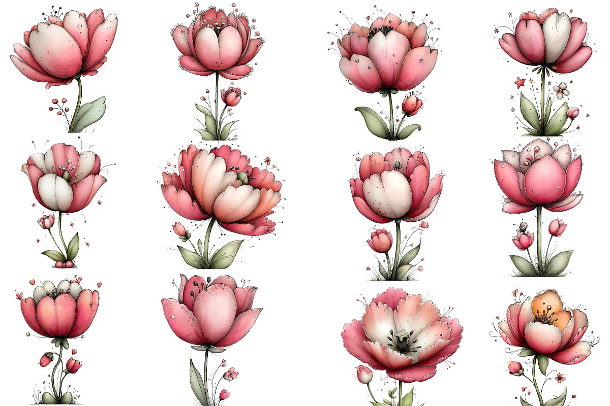 whimsical spring tulip flower clipar, an Illustration by Designworld (Photo 3 of 4)