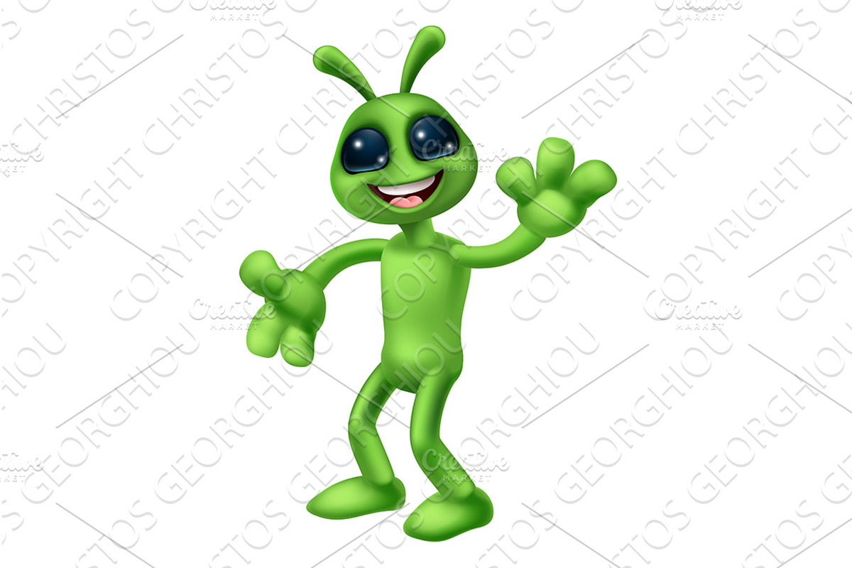 Alien Cute Little Green Man Martian, an Illustration by Christos Georghiou