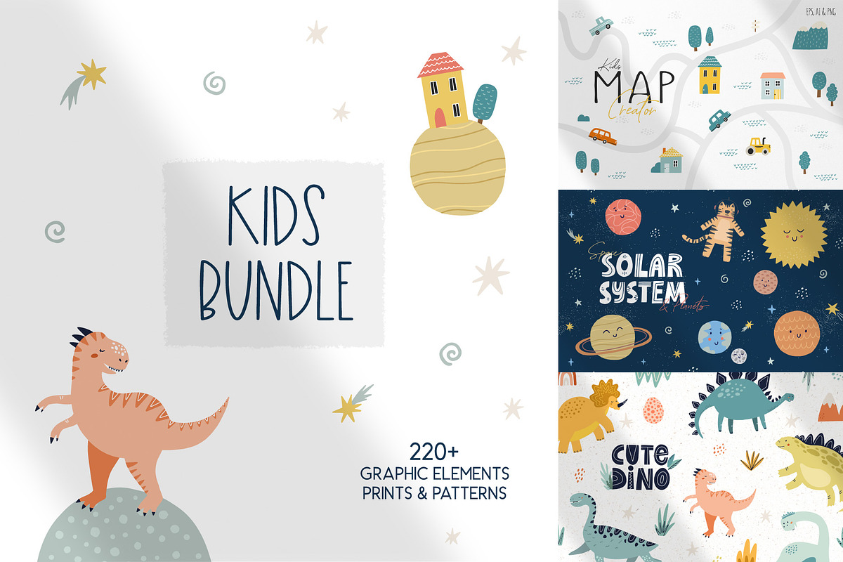 Cute Bundle. Map creator, space dino, an Object Graphic by MaNechaeva (Photo 1 of 22)